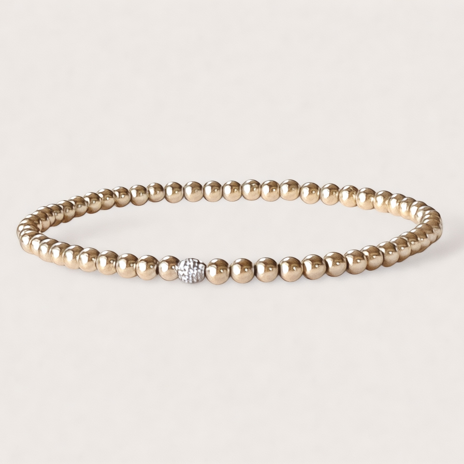 Gold Beaded Stretch Fit Bracelets crafted in 14K Gold Beads with a Single Diamond