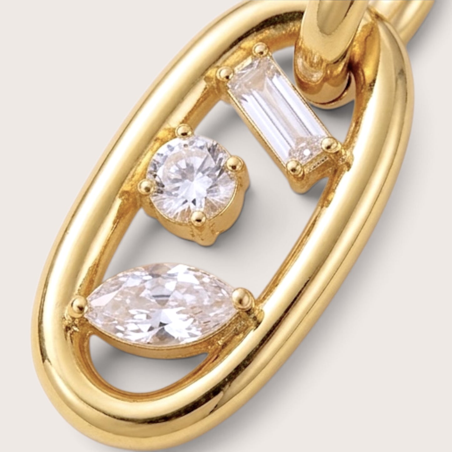 Oval Link Floating CZ Huggie Earrings⁠