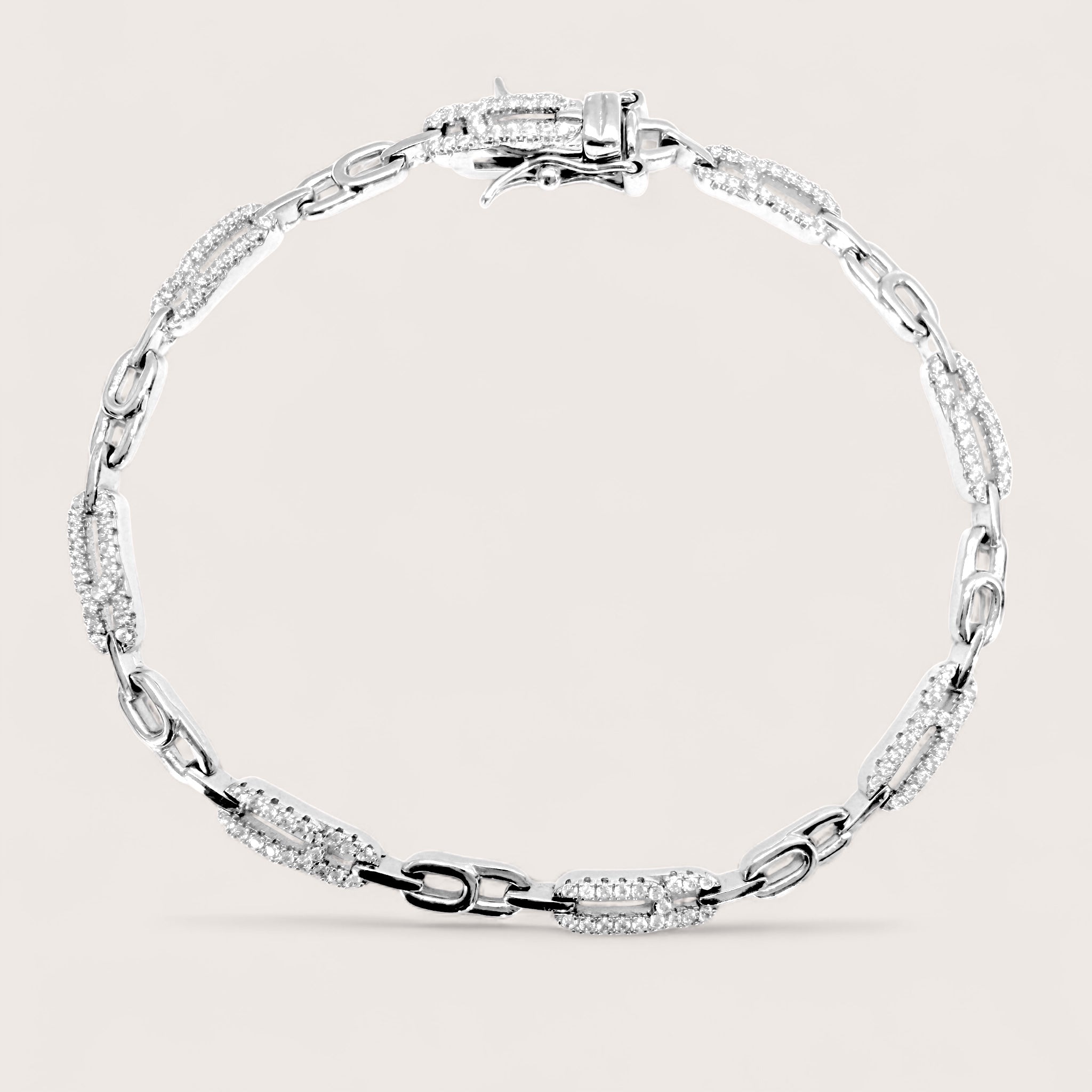 Sterling Silver Paperclip Chain Bracelet with CZ Links – Ashley