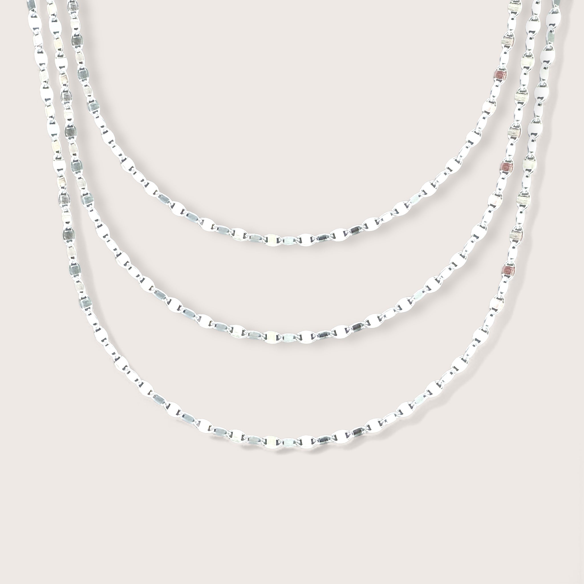 Sterling Silver Mirror Valentino Link Chain Necklaces 15 - 20