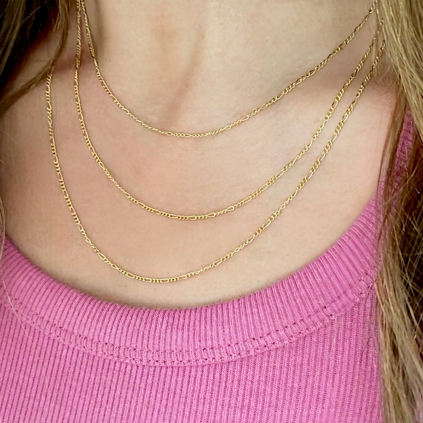 Gold Figaro Chain Necklace -1.5mm