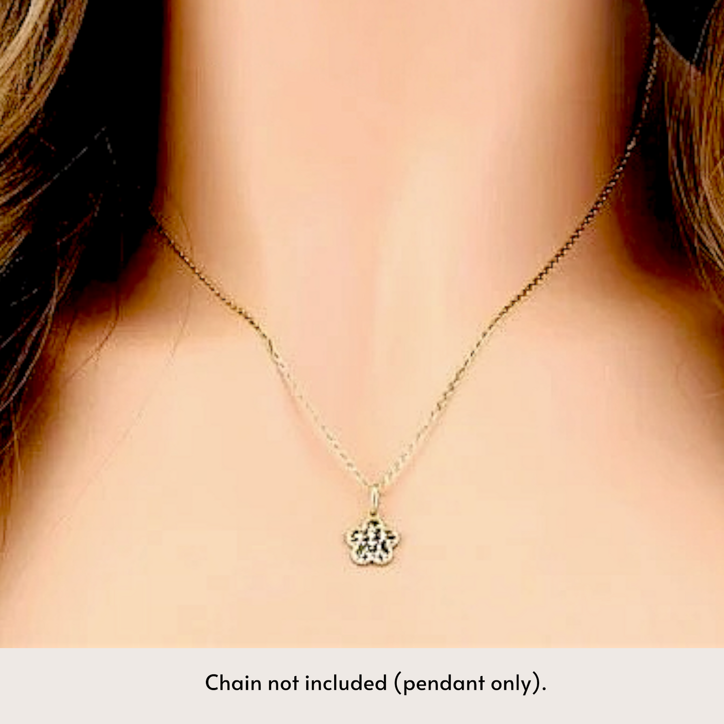 Clover Flower Pendant - Solid 14K Gold, Diamond Cut