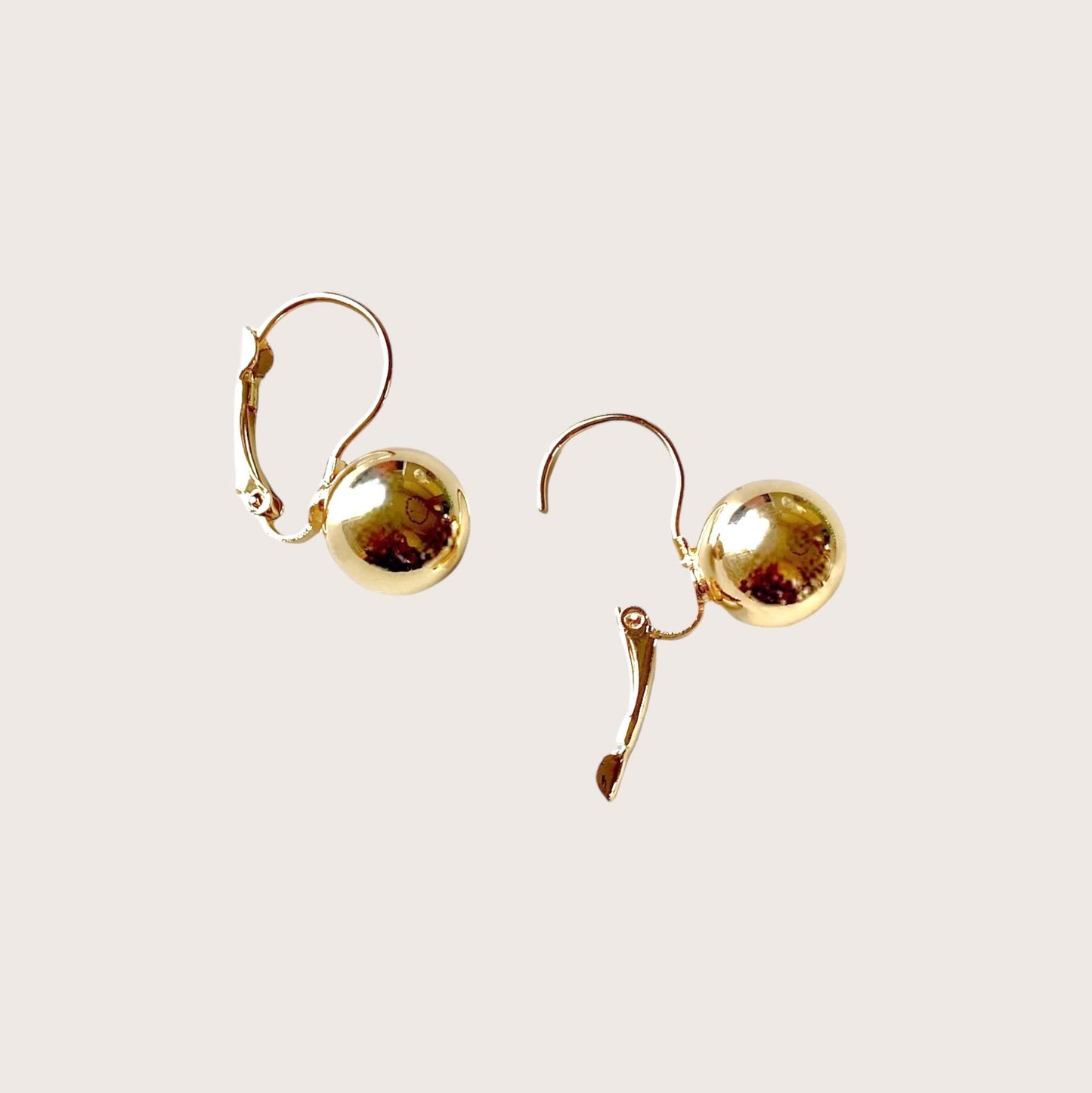 Gold Dangle 12mm Ball Earrings
