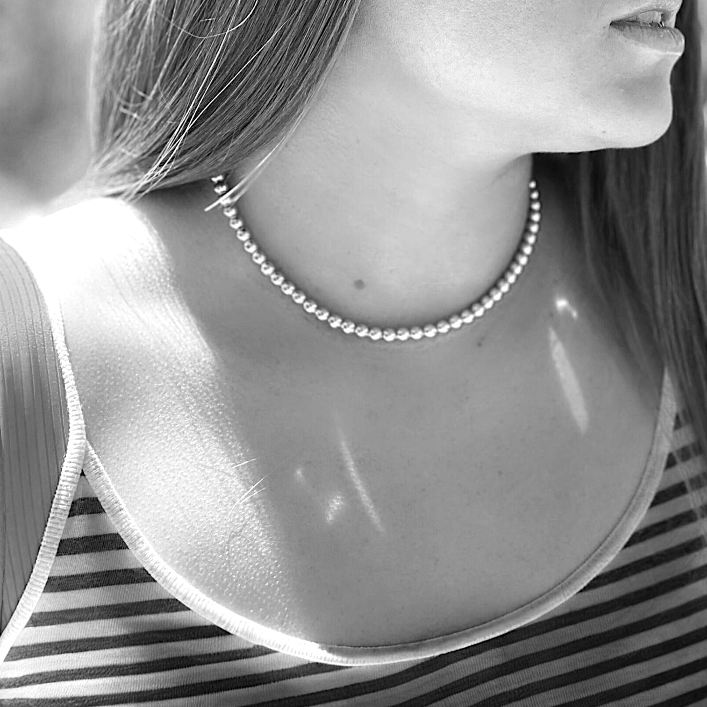 Sterling Silver Beaded Necklace – 6mm