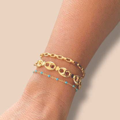 14K Gold Filled Turquoise Bead Satellite Bracelet
