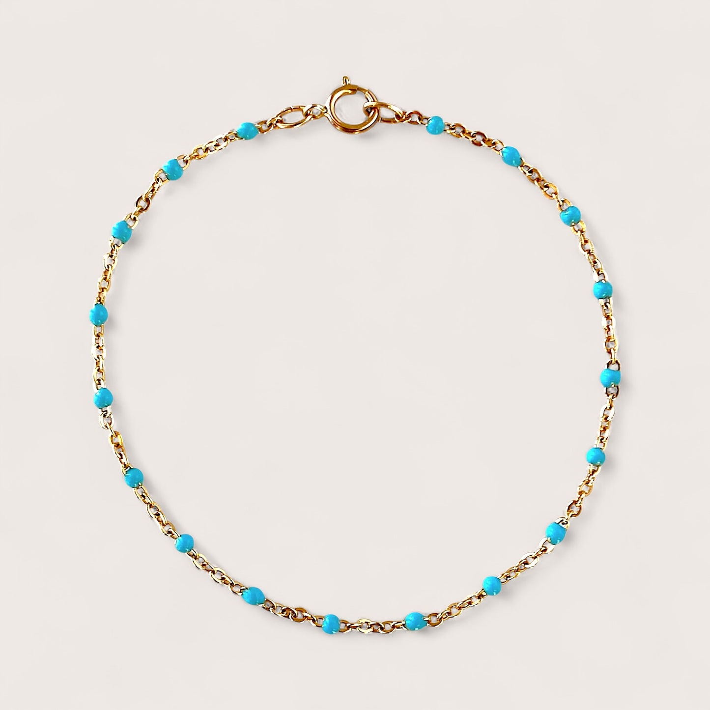 Kids Turquoise Enamel Bead Station Chain Bracelet