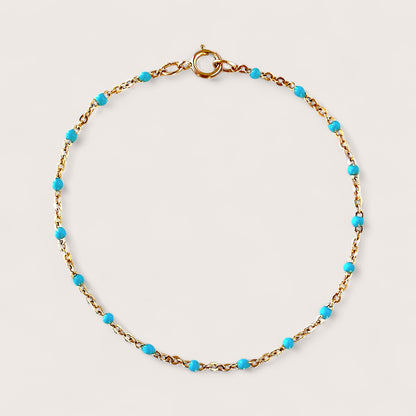 Kids 14K Gold Filled Turquoise Enamel Satellite Chain Bracelet