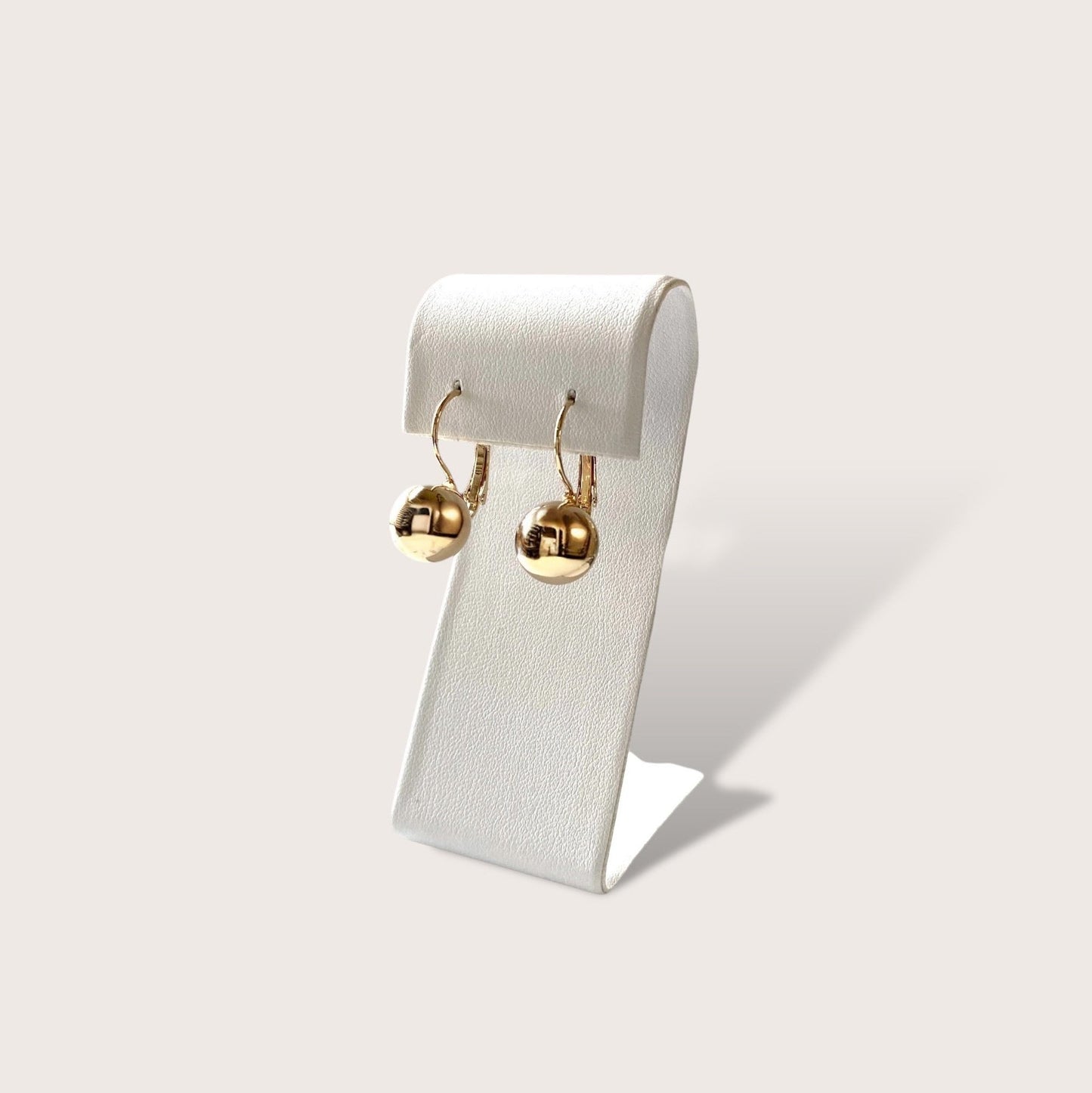Gold Dangle 12mm Ball Earrings