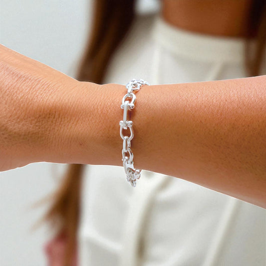 Silver Horseshoe Link Bracelet