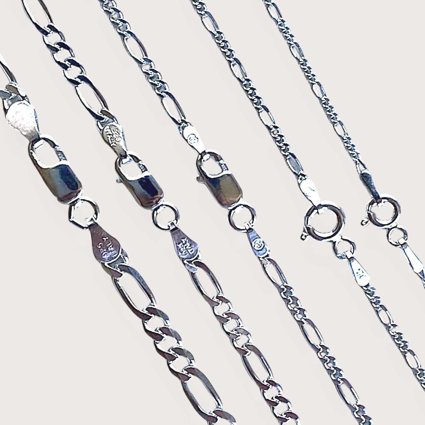 Figaro Chains – Italian Silver, 1.5mm - 4mm