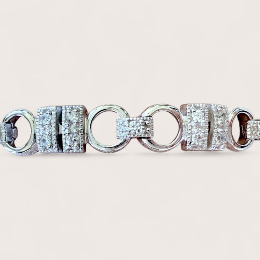 Close-up of snaffle bit design in solid sterling silver