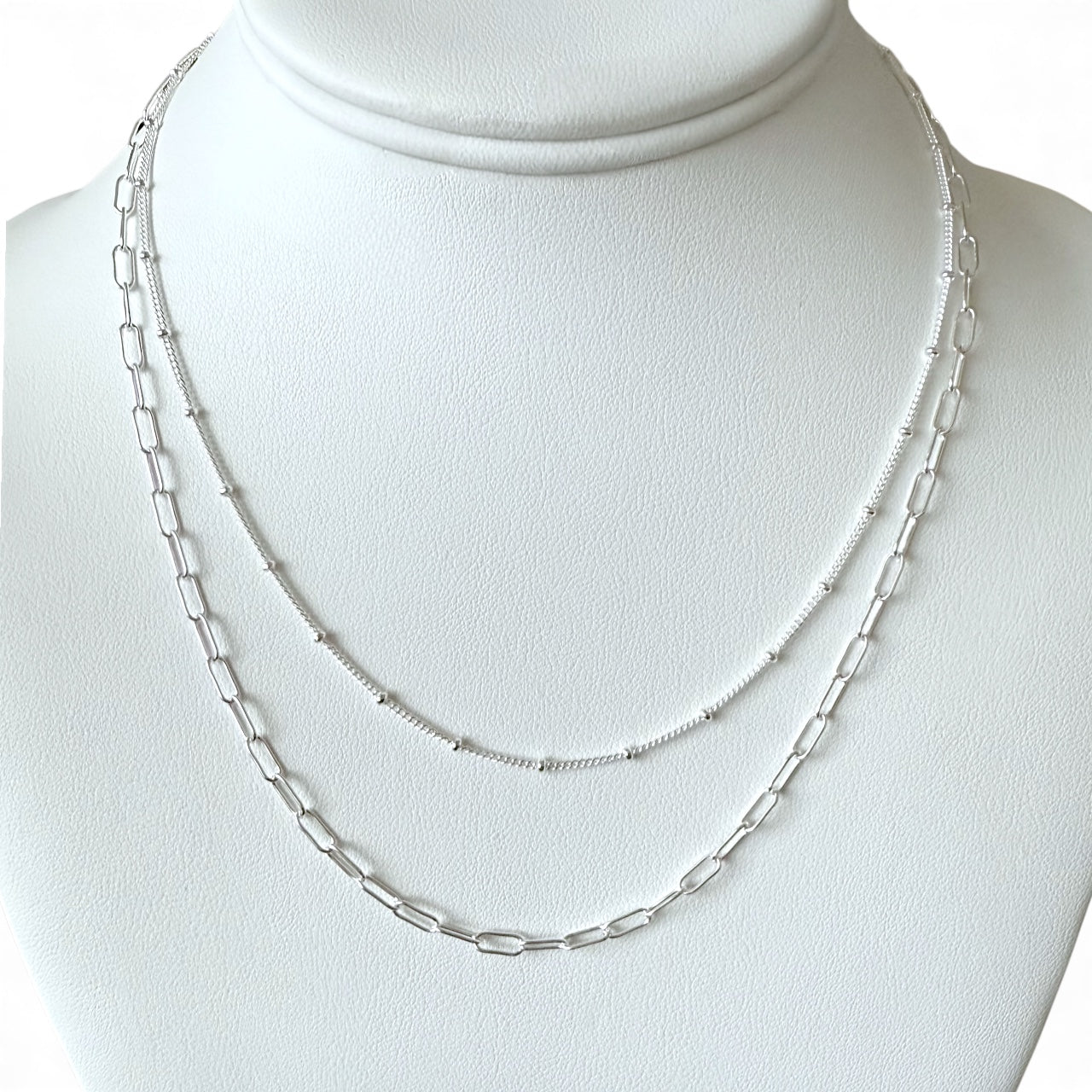 Minimalist layered silver necklace for everyday wear