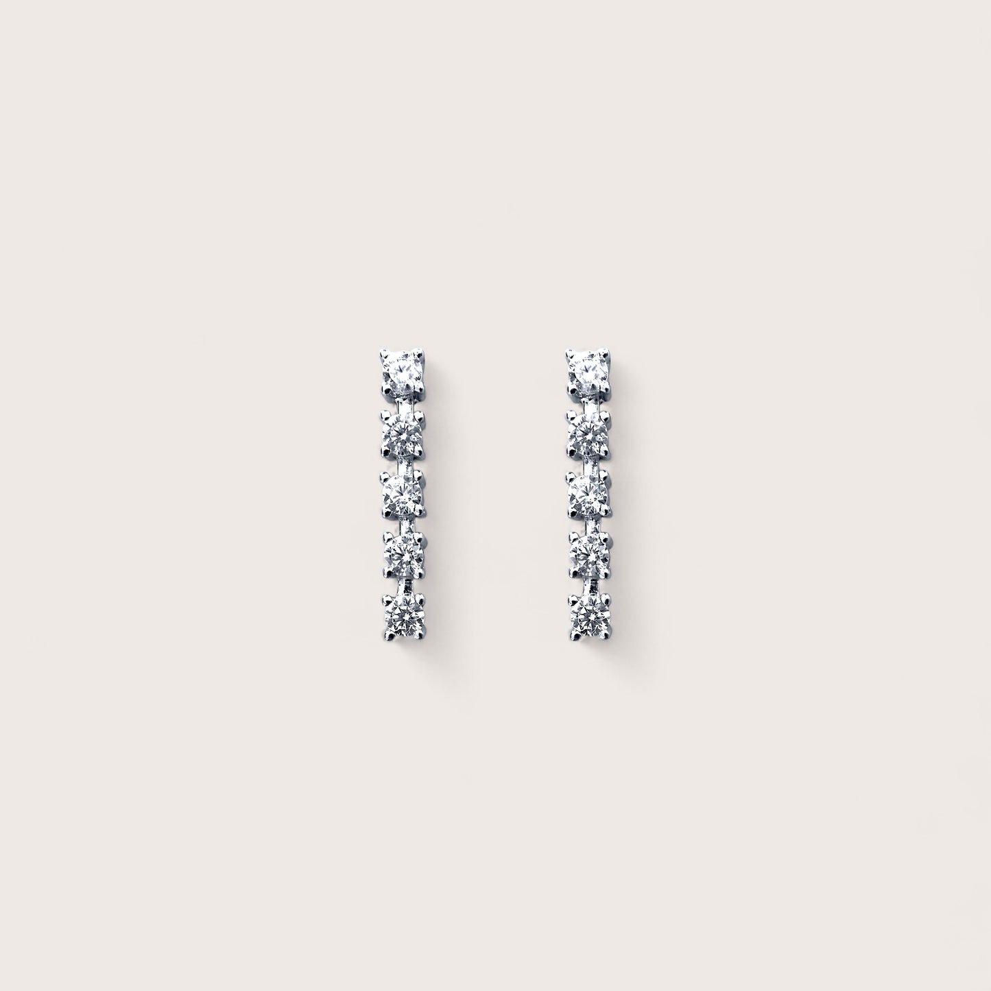 Dainty Tennis Earrings, in 925 Italian Sterling Silver with a polished Rhodium Finish 