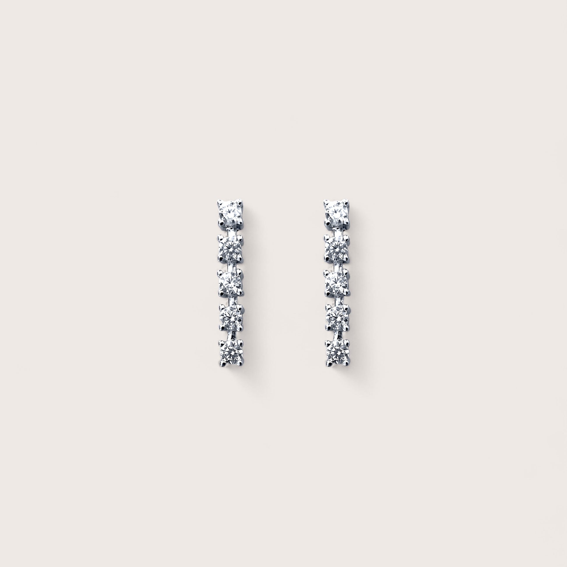 Dainty Tennis Earrings, in 925 Italian Sterling Silver with a polished Rhodium Finish 