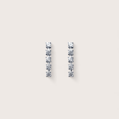 Dainty Tennis Earrings, in 925 Italian Sterling Silver with a polished Rhodium Finish 