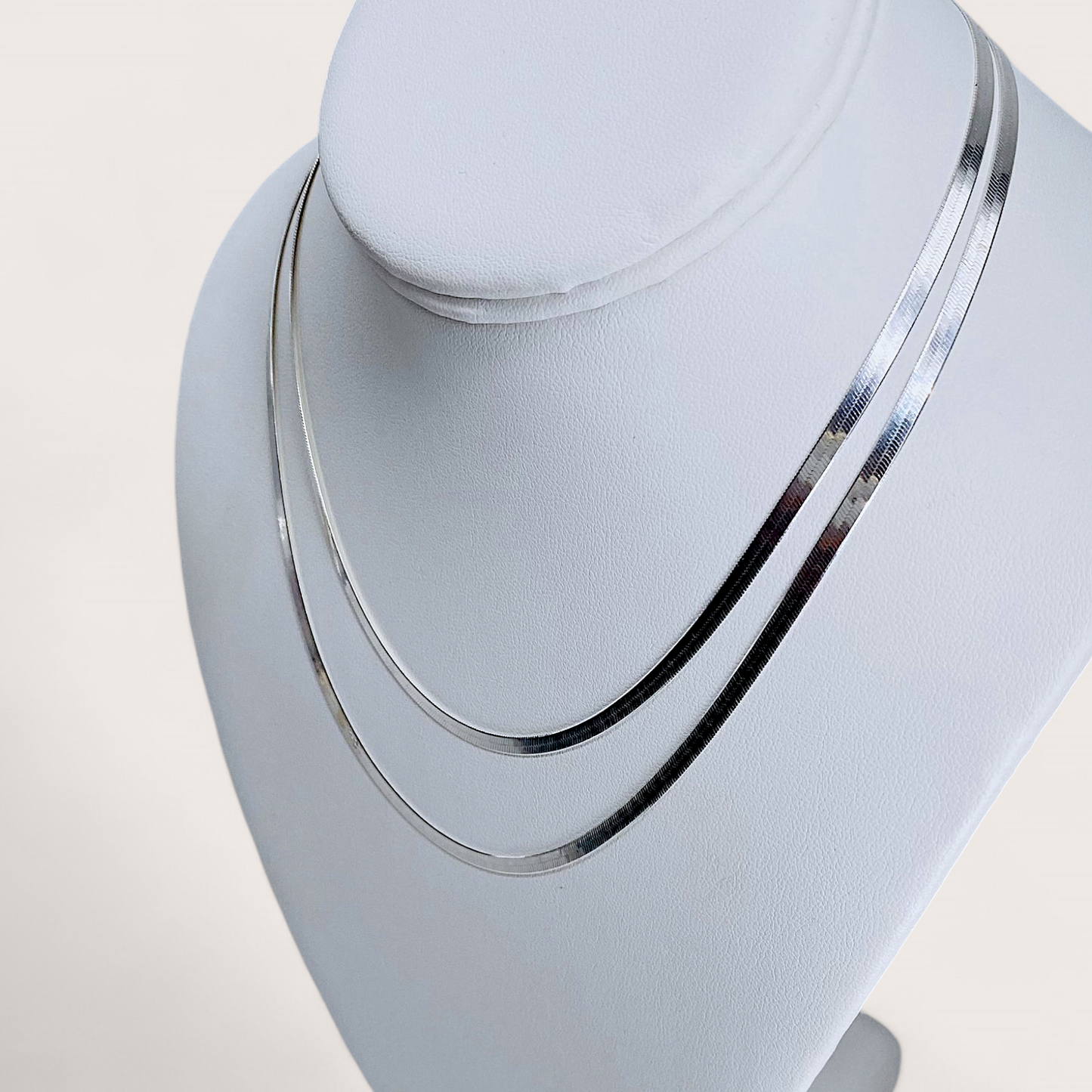 Silver Herringbone Chain Necklace
