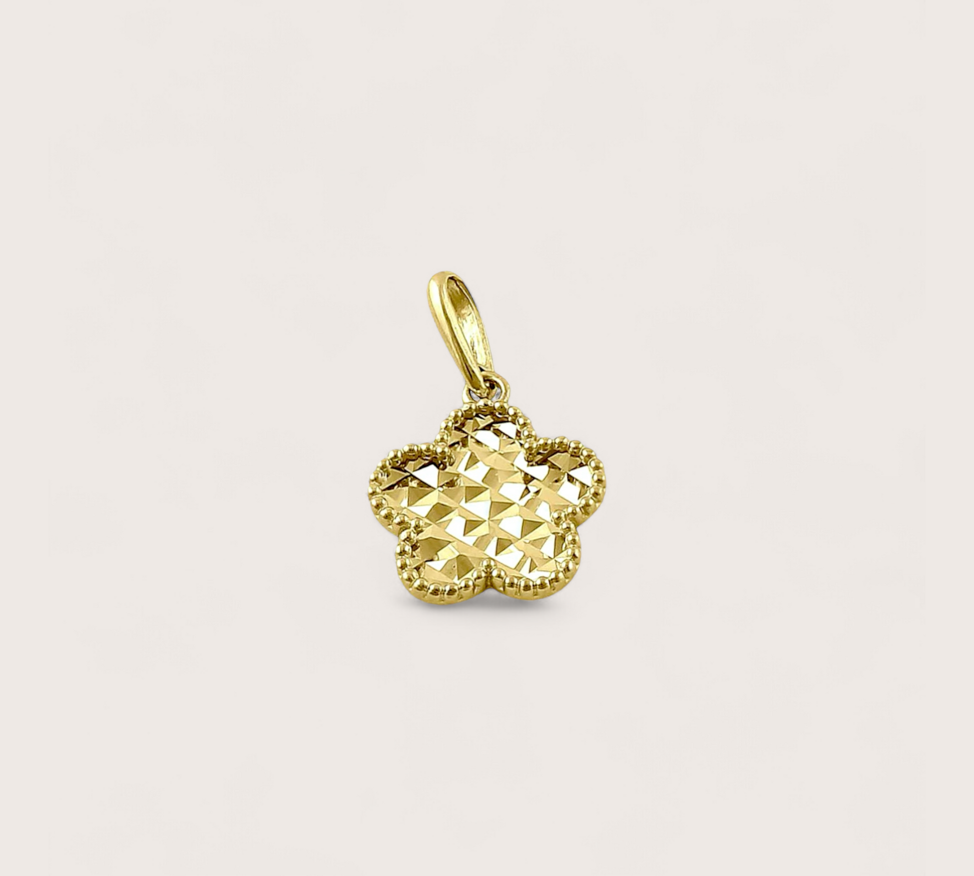 14 Gold, Dainty, with an intricate diamond cut pattern, sparkling, two sided, add your favorite chain  - Matching earrings available 