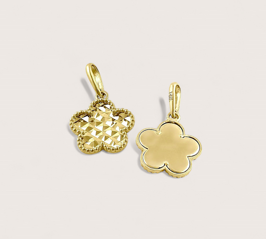 Sparkling 14K Gold Clover Pendant