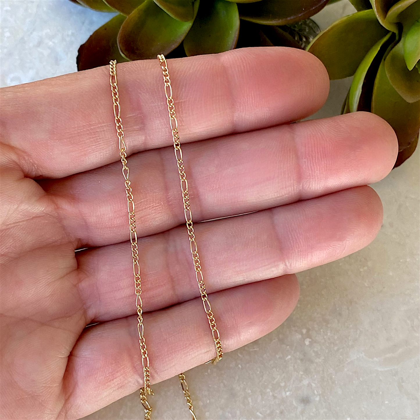 Gold Figaro Chain Necklace -1.5mm