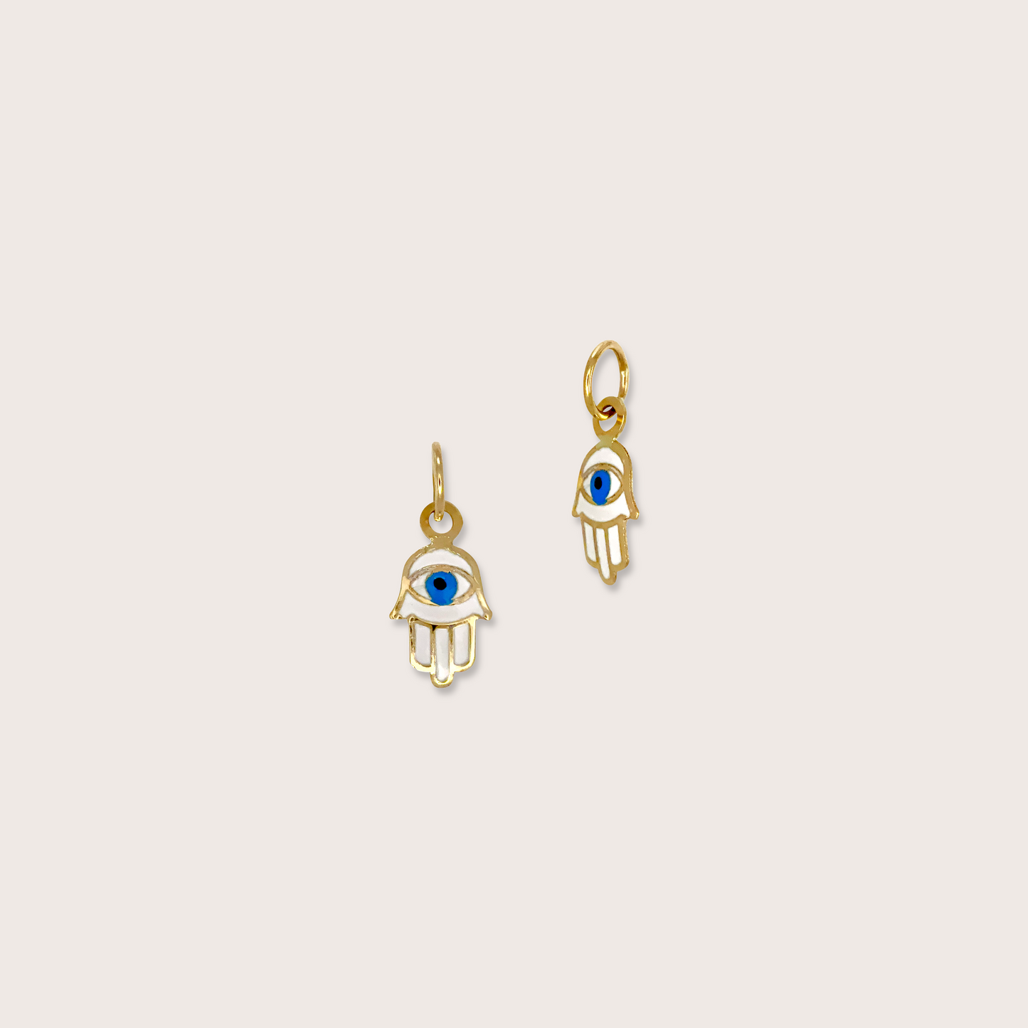 14K Gold Hamsa Hand Charm - White