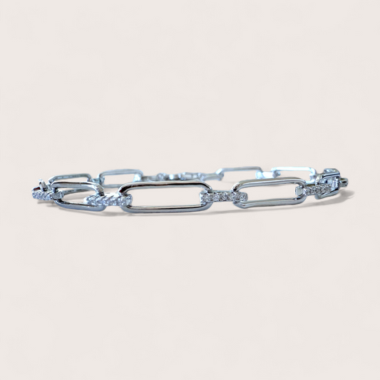 Sterling Silver CZ Paperclip Chain Bracelets
