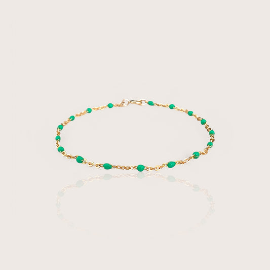 Kids Emerald Enamel Bead Station Chain Bracelet