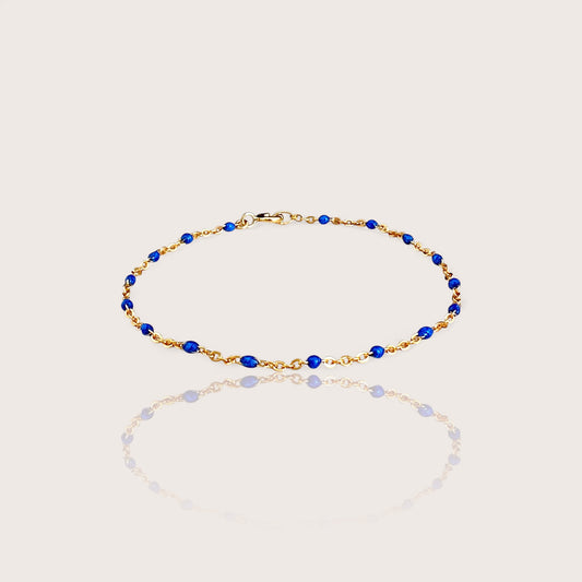 Kids Sapphire Blue Enamel Bead Station Chain Bracelet