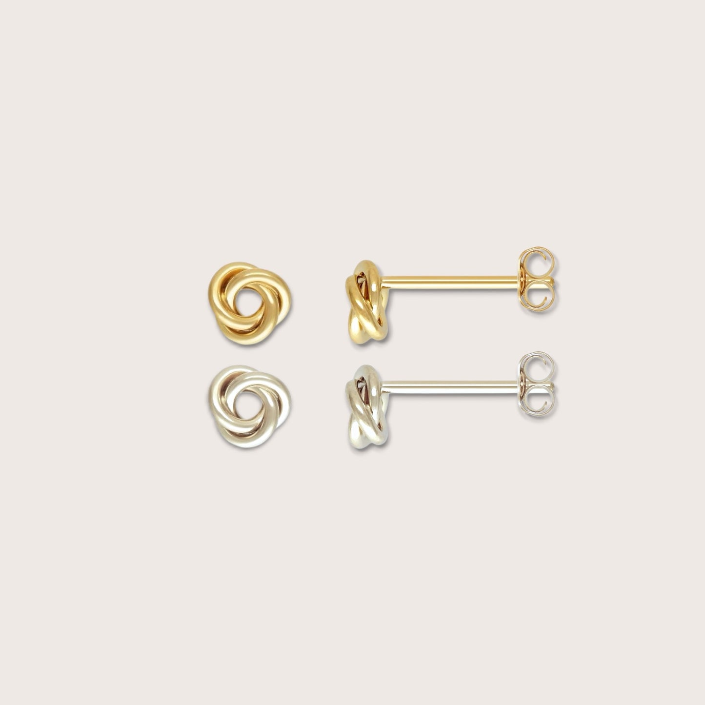 14K Gold Filled & Sterling Silver Love Knot Stud Earrings