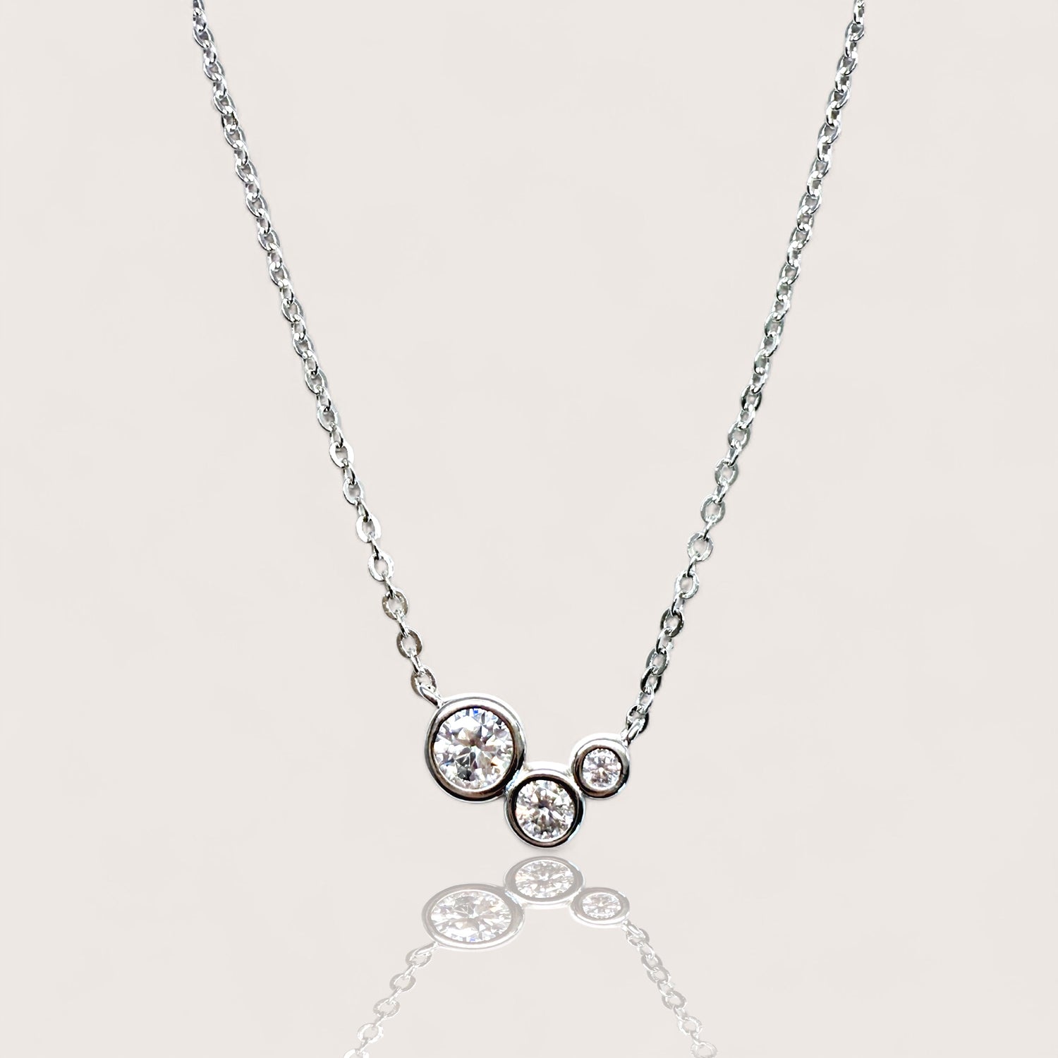 GRA Certified 0.43ct Moissanite cluster necklace in tarnish-resistant rhodium sterling silver