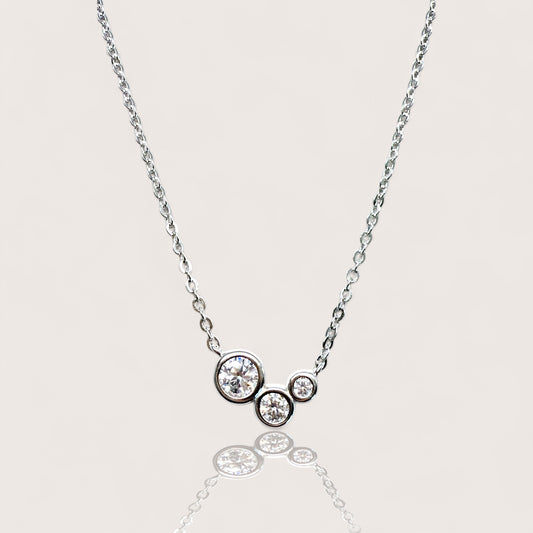 GRA Certified 0.43ct Moissanite cluster necklace in tarnish-resistant rhodium sterling silver