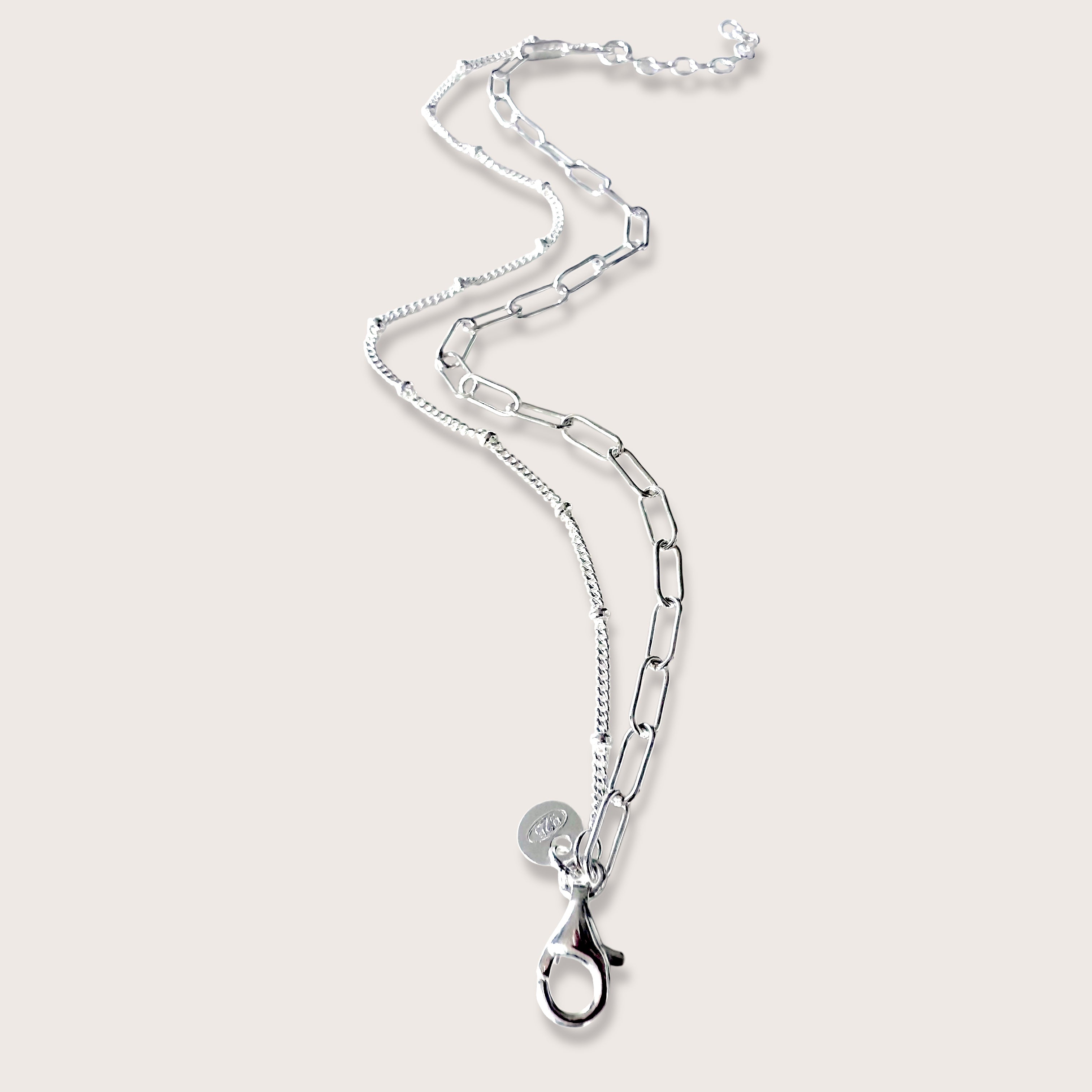 925 Italian Sterling Silver Double Chain Bracelet – Layered