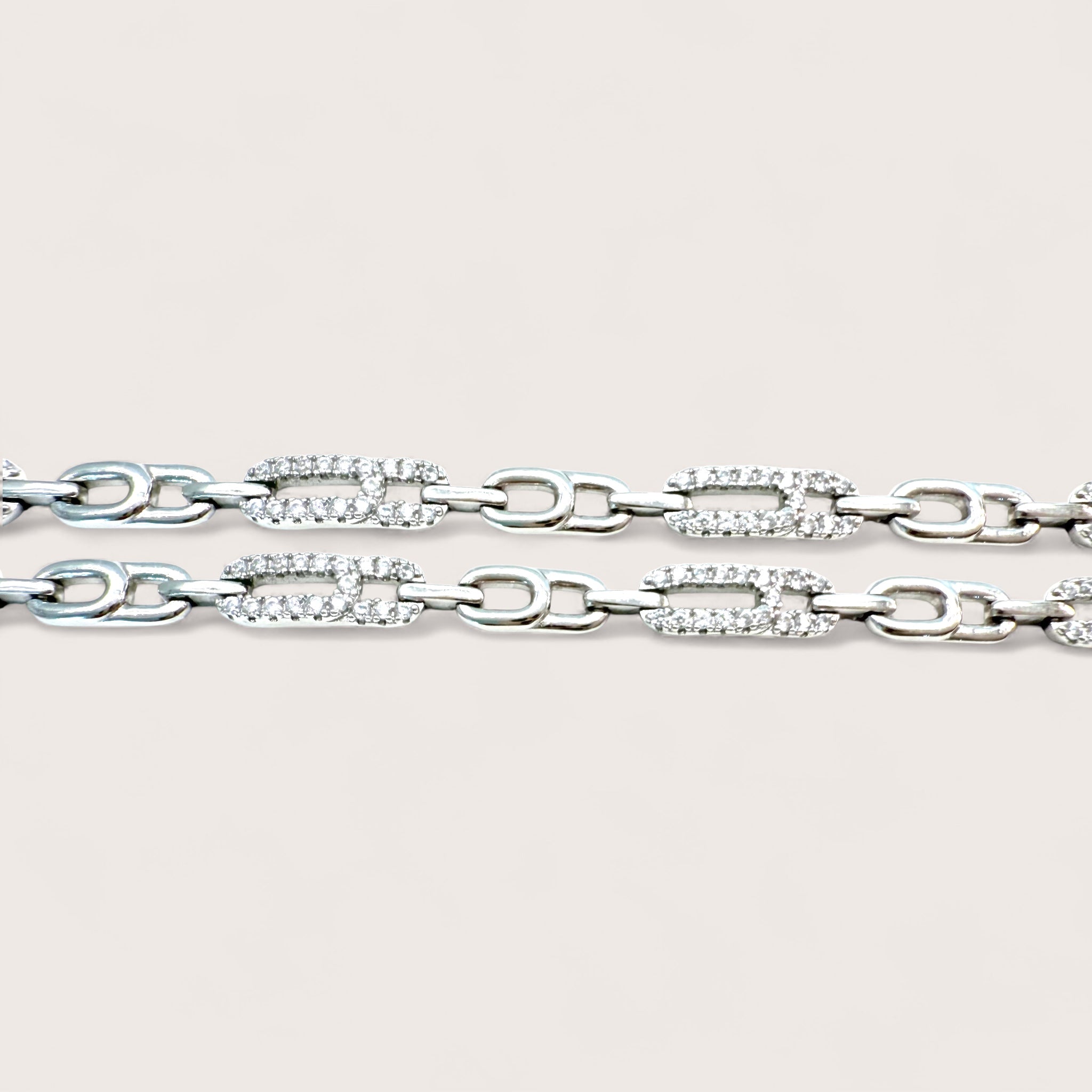 Sterling Silver Paperclip Chain Bracelet with CZ Links – Ashley
