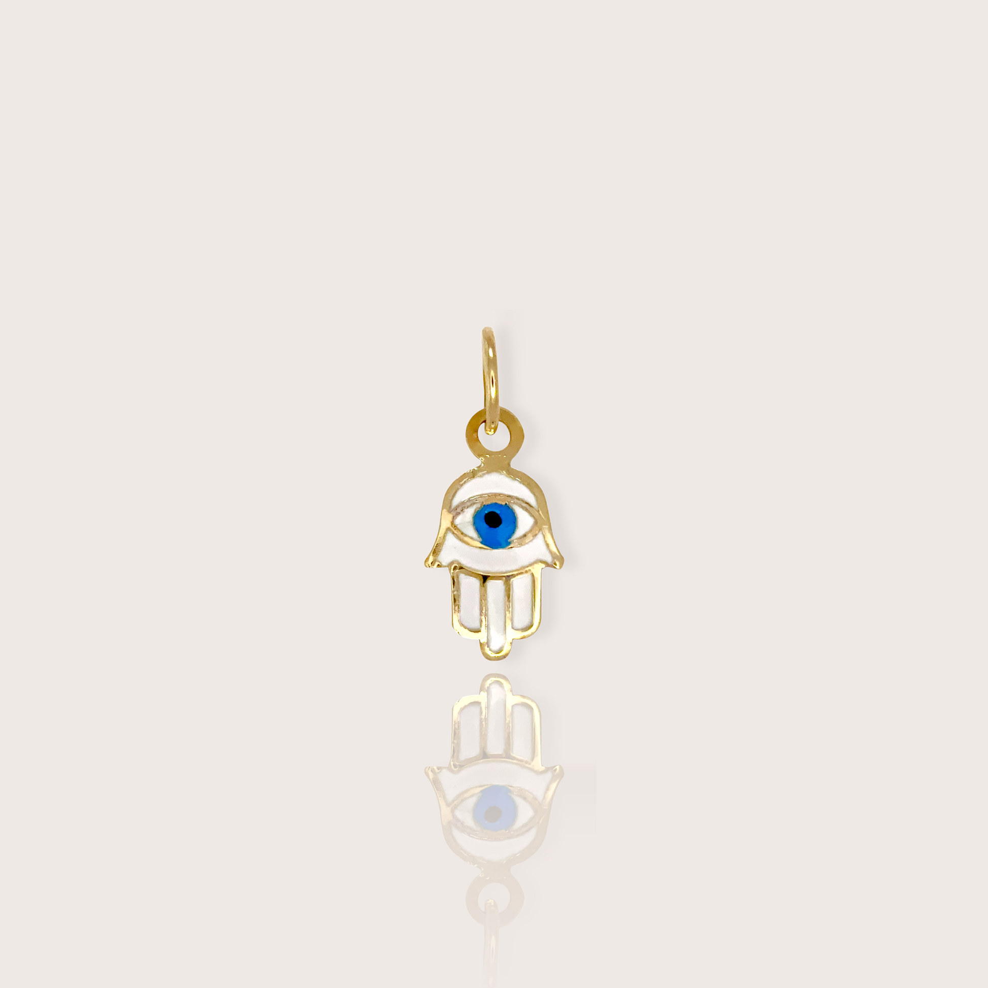 Solid 14K Gold Tiny Hamsa Pendant Charm 