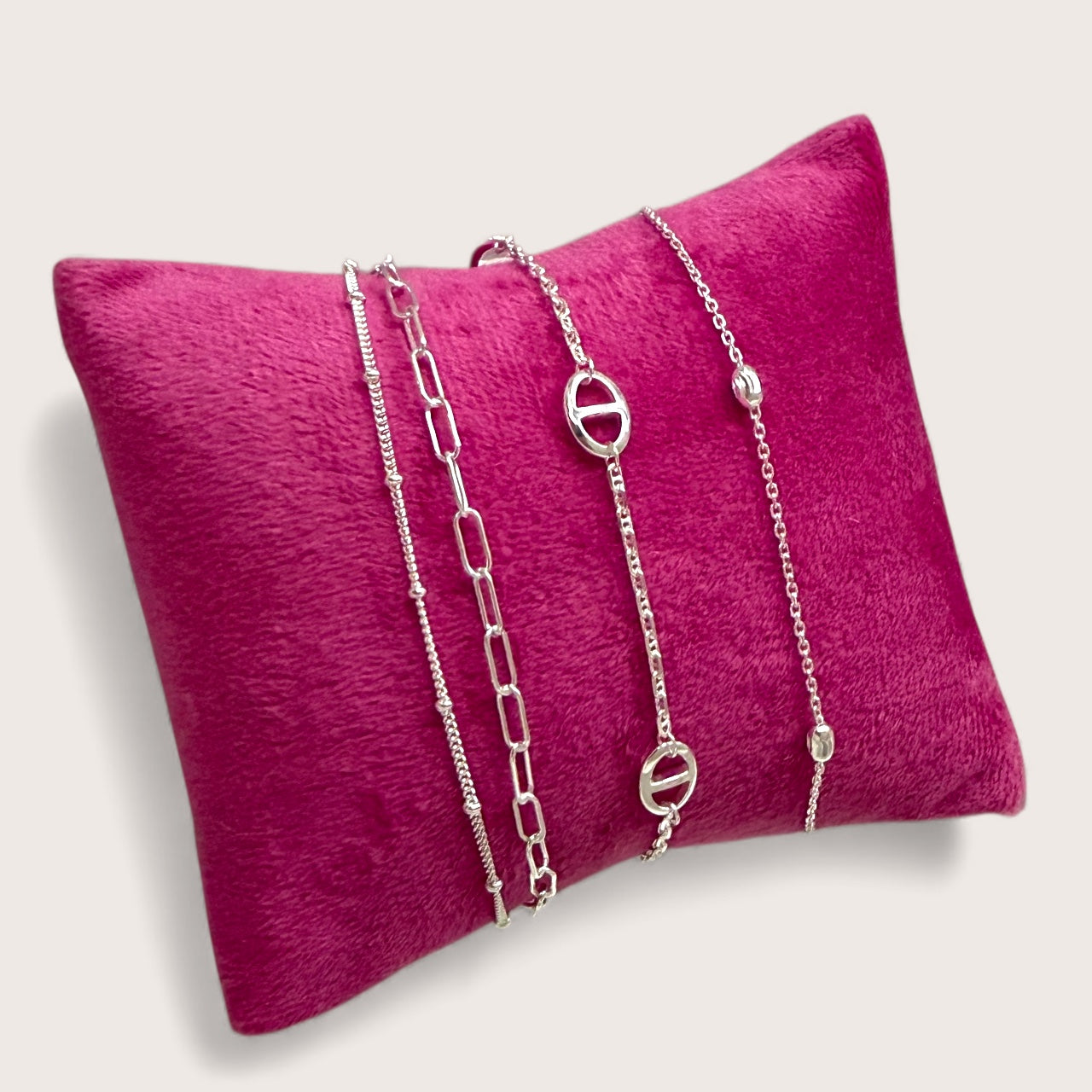 Stackable silver bracelets 