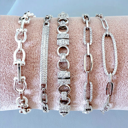 Bold cz diamond sterling silver bracelet with links and sparkle by Ashley Nicole Jewelry
