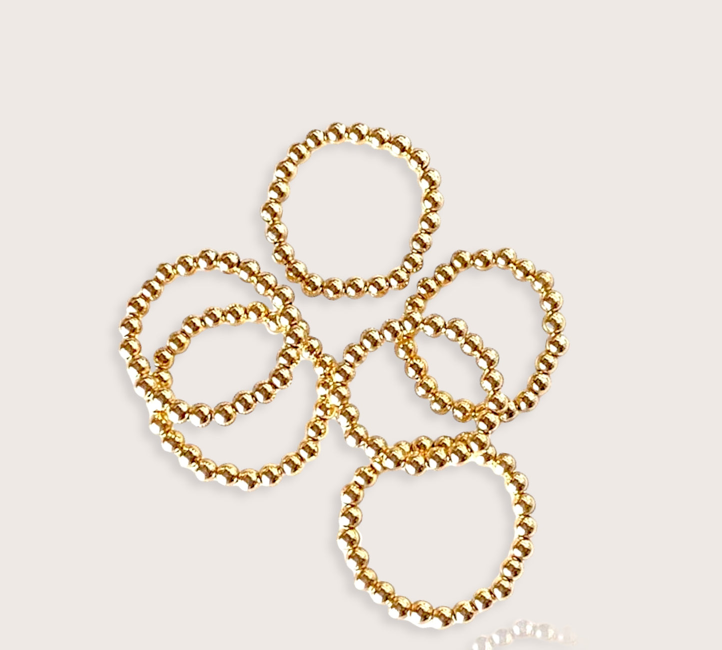 Multiple 3mm Gold Beaded Rings