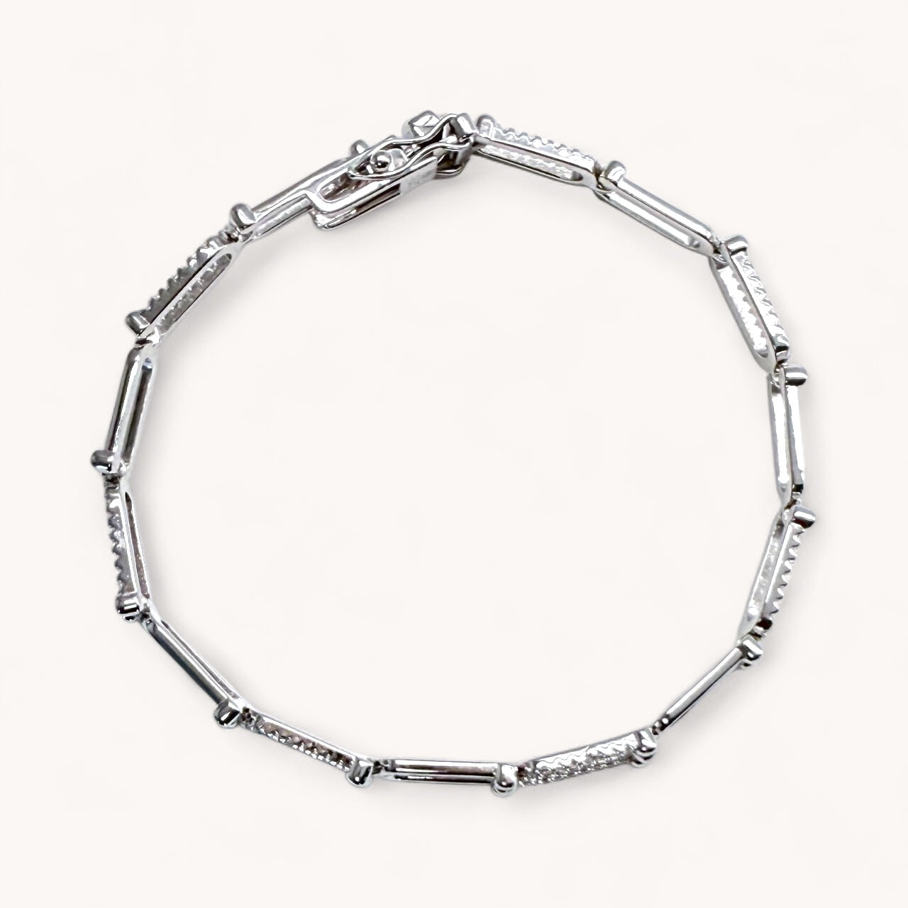 Sterling Silver Pave CZ U Link Tennis Bracelet - Ashley Nicole Jewelry