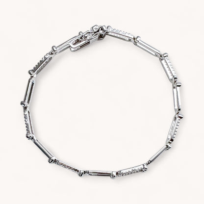 Pavé CZ U-Link Chain Tennis Bracelet – Italian Sterling Silver Luxury Design