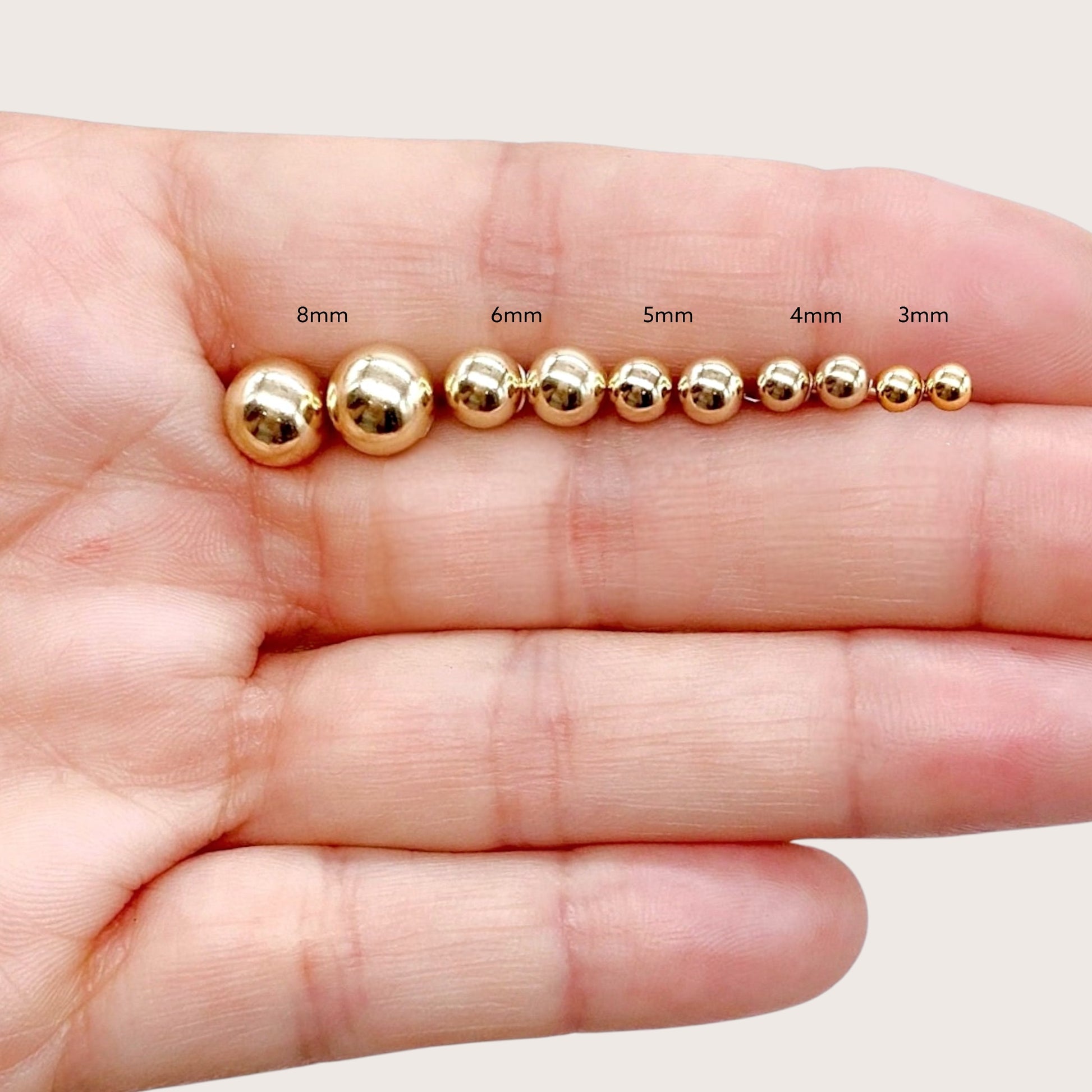 3mm - 4mm - 5mm, 6mm - 8mm Gold Ball Earrings 