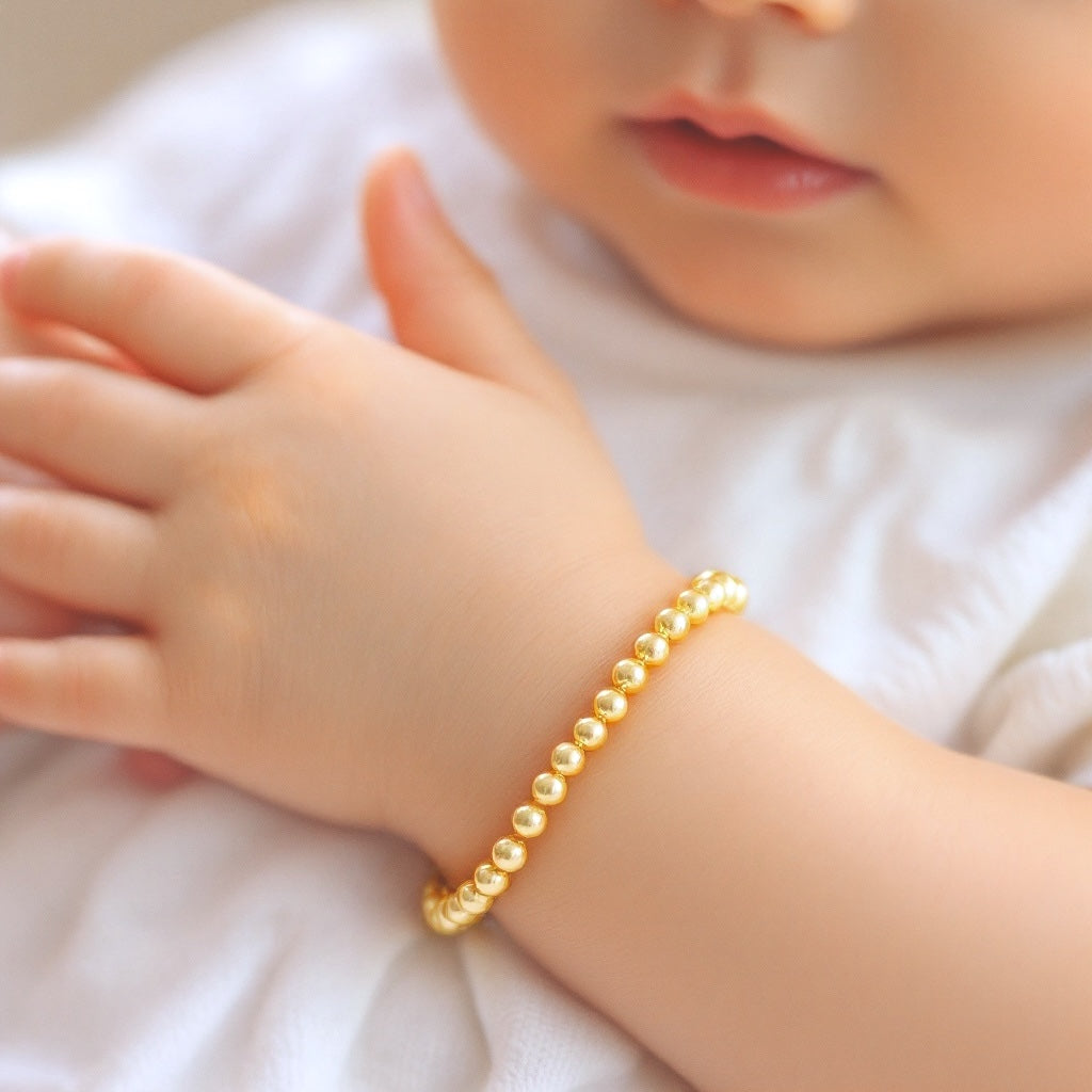 Kids 4mm Gold Beaded Bracelet detail view