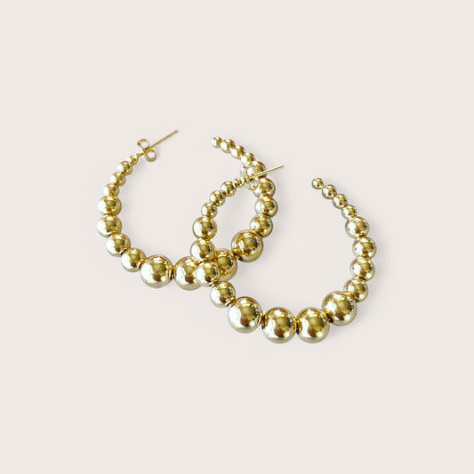 Gold beaded hoop earrings, dainty gold bead hoops for everyday wear