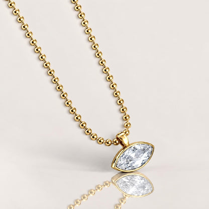 East-West Bezel Solitaire Marquise Cut Pendant Necklace