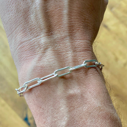 Solid Sterling Silver Paperclip Chain Bracelet