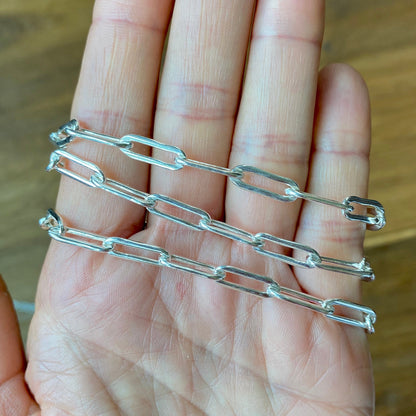 Solid Sterling Silver Paperclip Chain Bracelet