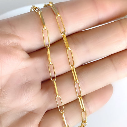 Gold Paperclip Bracelet - Small Link