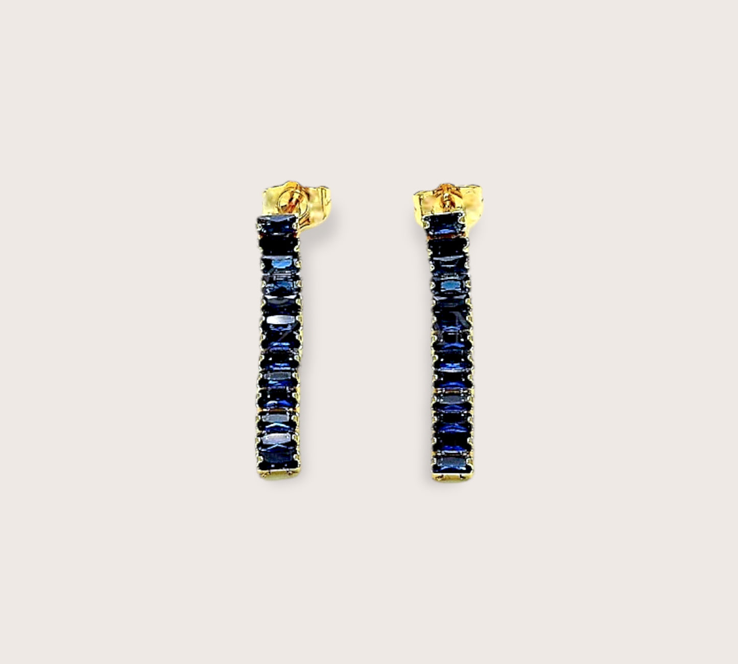Sapphire Crystal Tennis Baguette Dangle Earrings