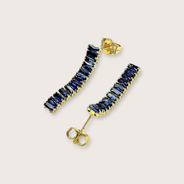 Sapphire Crystal Tennis Baguette Dangle Earrings