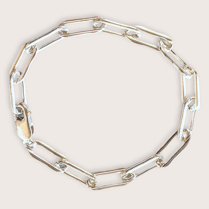 Solid Sterling Silver Paperclip Chain Bracelet