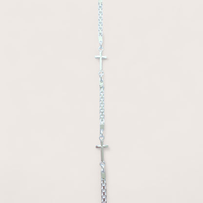 Close-up of Bismark style cross bracelet in solid 925 silver