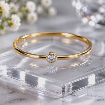 2mm Lab Grown Diamond Stacking Ring, 14K Gold Filled Minimalist Dainty Ring